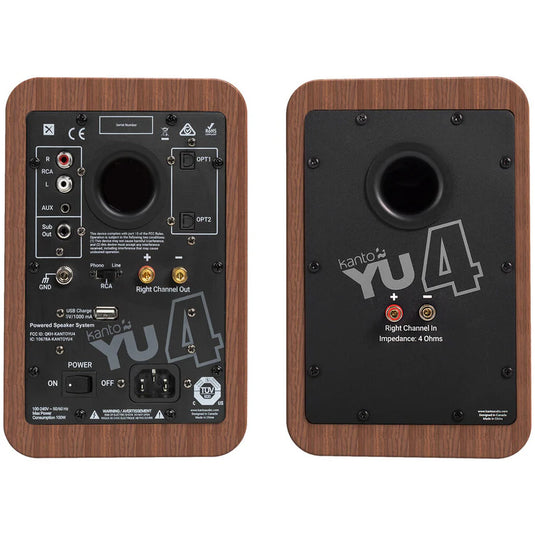 Kanto YU4WALNUT YU4 Powered Desktop Speakers - Pair - Walnut